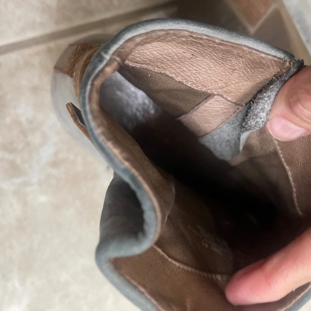Dansko hatley Grey Leather Boots Side Buckle Wood Heel Women Size 41 USA 10.5-11